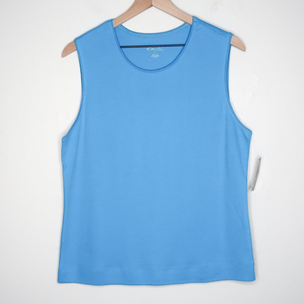 Kim Rogers Womens Tank Top Size PXL Blue Turquoise Office Career Minimalist